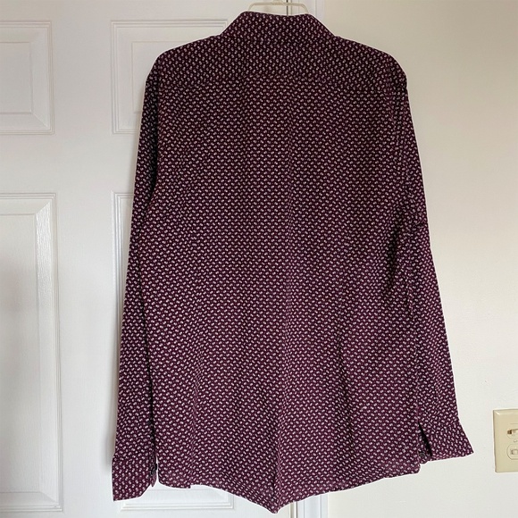 Express Men's 100% Cotton Button Down Shirt - Maroon - XL - Extra Slim Fit - Picture 2 of 5